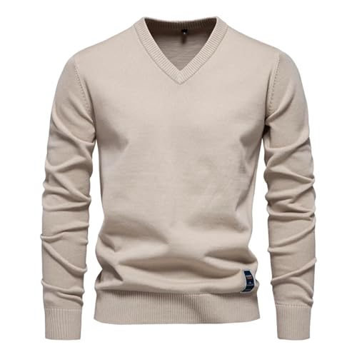 Slim Fit Wool Sweater Mens Long Sleeves Knit Pullover V Neck Lightweight Soft Jumper Top4