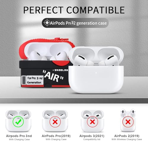 Image of [2Pack] Compatible Airpods Pro 3 Case (2025),3D Cute Cartoon Shoe Box Soft Silicone Protective Cases for Apple AirPods Pro 3rd Generation Case,Airpod Pro 3 Cover with Keychain for Women Men,Red+Black
