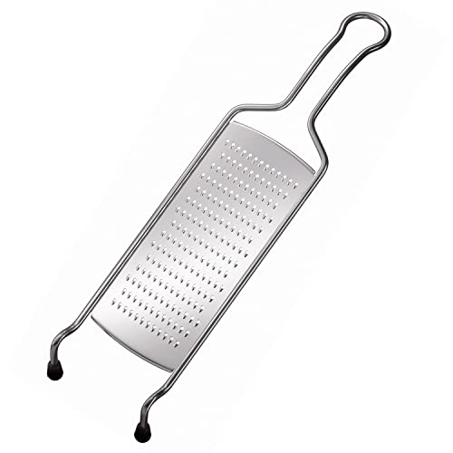 RÖSLE Feinreibe Classic, Hochwertige Reibe für Parmesan, Gewürze, Zitrone, Schokolade oder Ingwer, mit Drahtgriff und Silikonstandfüßen, Edelstahl 18/10, 40,5 cm, Silber