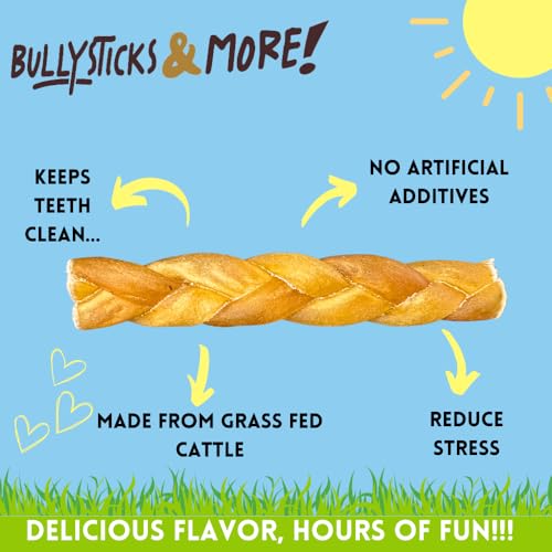 Image of BULLYSTICKS & MORE 6 Inch Beef Collagen Braids for Dogs (8 Count) - Bones for Dogs - Dog Parents Choice - No Hide Beef Cheek Rolls
