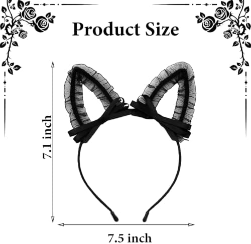 Cruslheep Black Lace Cat Ear Headband for Women - 1