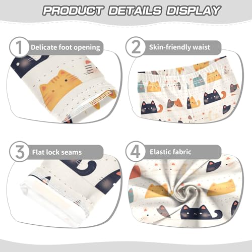 KLL Cute Cat Cartoon Illustration Toddler Girls' Active Leggings Soft High Waisted Leg Yoga Pants Running3