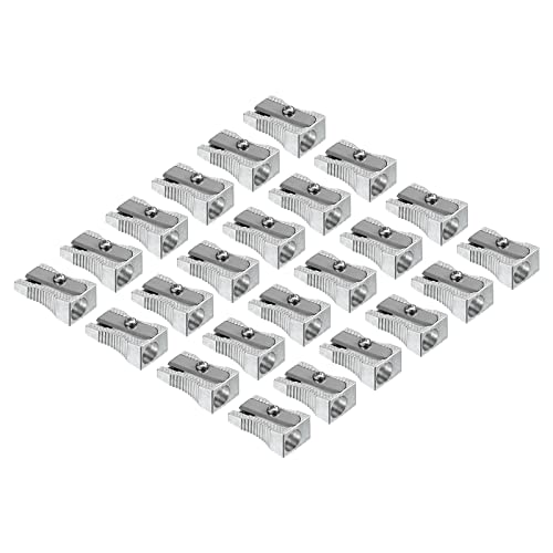 Patikil Metal Pencil Sharpeners, 24 Pack Aluminum Alloy Mini Manual Pencil Sharpener With Single Hole For Office Classroom Art Painting, Silver #TOP23