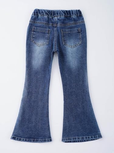 JEATHA Girl's Flare Jeans Classic Washed Distressed High Waist Bell Bottom Pants Denim Trousers Casual Wear4