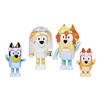 Bluey Figure 4-Pack Wedding Time Re-Enact Uncle Rad and Frisky's Wedding Day with Bluey and Bingo Flower Girl Figures