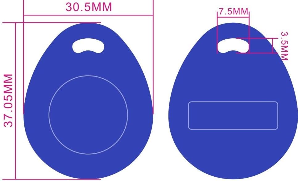 125khz RFID Writable rewritable T5577 Key fob tag for RFID Writer Waterproof (Pack of 10) (Blue)