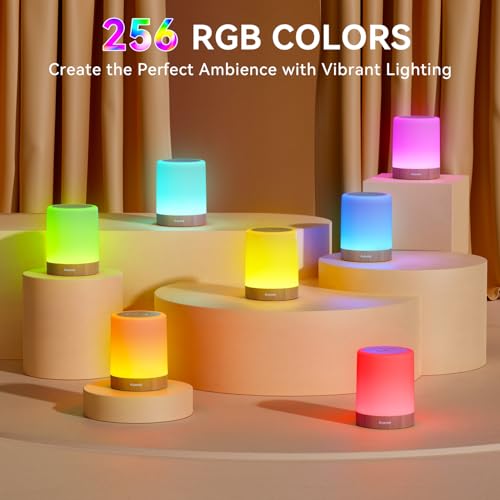 Image of Auxmir Nursery Night Light for Baby, Rechargeable Touch Lamp for Breastfeeding & Diaper Changes, 256 RGB Colors 5 Brightness Levels, Timer, Portable Bedside Night Light for Kids Bedroom, Dark Brown