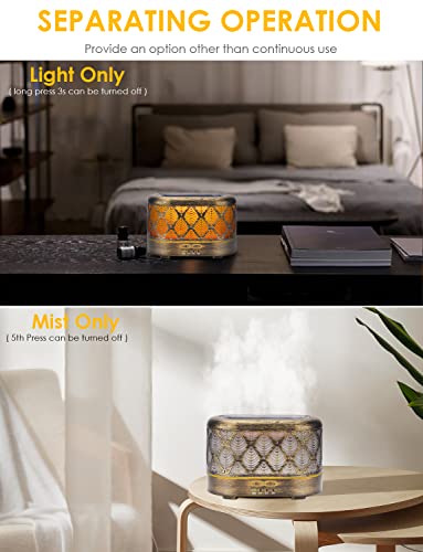 Metal Essential Oil Diffusers With Flame Light | Super Quiet Fire Diffuser For Essential Oils | Aromatherapy Diffuser With Auto Shut-Off Function | Cool Mist Humidifier For Home Office (Golden) #TOP5