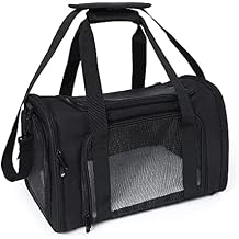 Mile High Life | Outdoor Travel Pet Carrier | Kitty Puppy Cat Carriers | Collapsible Dog Carrier for Small Medium Dogs | Cat Crates w Breathable Mesh with Soft-Sided Black, Medium