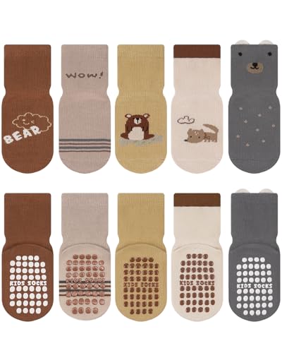 Kyopp 5 Paar Stoppersocken Baby ABS rutschfeste Socken Baumwolle...
