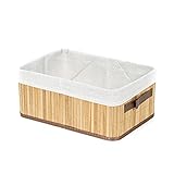 Elegante y práctica cesta de almacenamiento de bambú ideal para su uso solo, en estantes y armarios, añade estilo y almacenamiento a tus habitaciones