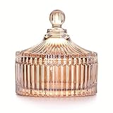YILUSHENGHUA Colorful Glass Jar With Lid,Candy Cookie Jars,Jewelry Box,Biscuit Containers Food Storage,Decorative Jar(Amber)