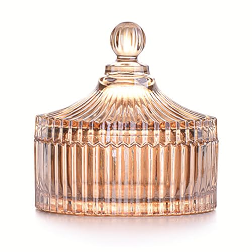YILUSHENGHUA Colorful Glass Jar With Lid,Candy Cookie Jars,Jewelry Box,Buffet Jar Biscuit Containers Food Storage,Decorative Jar(Amber)