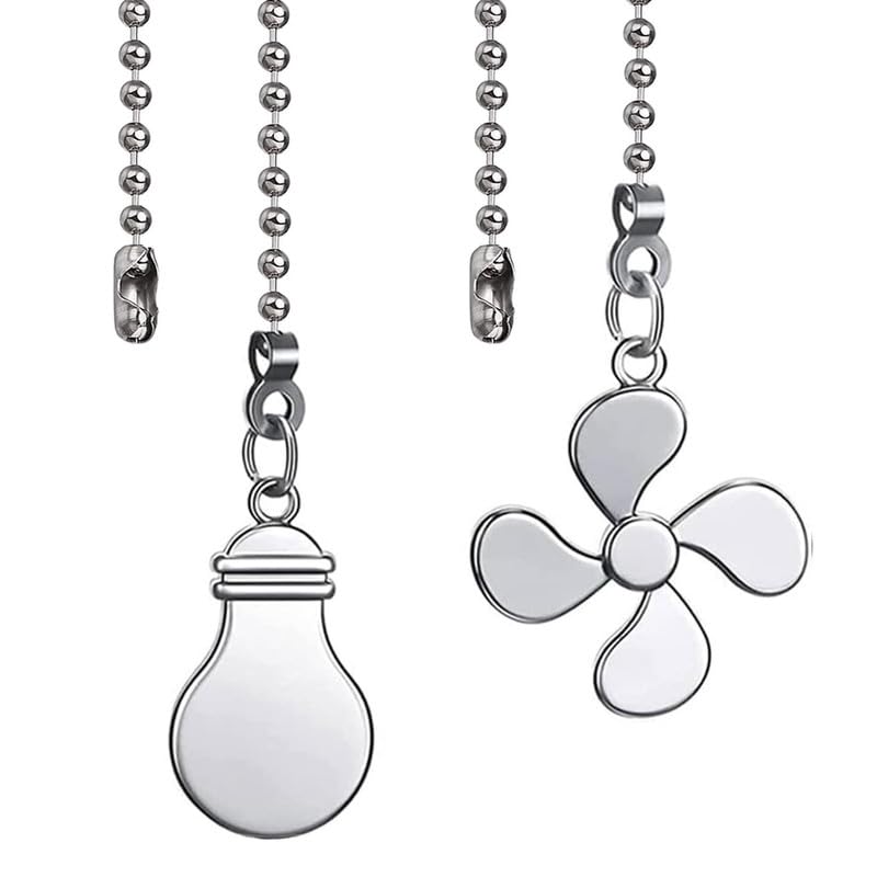 Image of Ceiling Fan Chain Extenders - 12 Inch Ornaments with Decorative Light Bulb and Fan Cord, Nickel