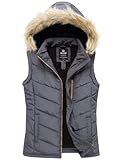 wantdo Women's Quilted Vest Lightweight Sleeveless Puffer Vest Coat (Dark Gray, X-Large)