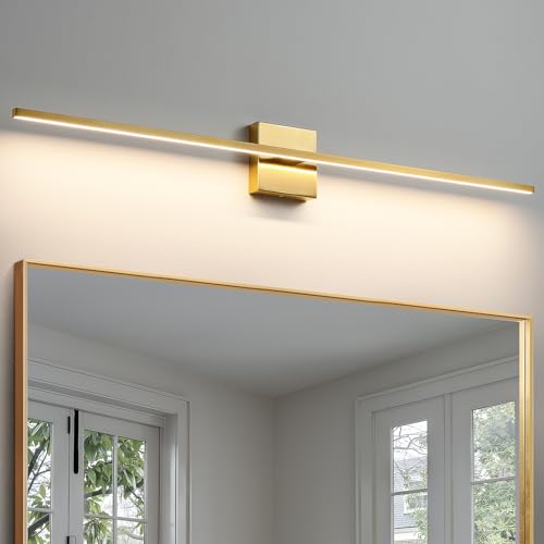CCYCOL Gold Bathroom Light Fixtures Over Mirror - 39 Inch Dimming Bathroom Vanity Light 28W 3500K LED Vanity Light Bar Modern Wall Sconce Lighting for Mural