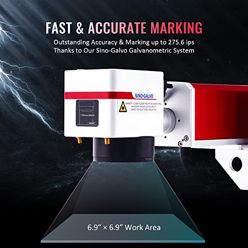 Omtech 30W Mopa Fiber Laser Marking Machine With Lightburn, Galvo Laser Engraver With 7X7 Inch Work Area For Color Marking, Jpt Laser Etching Machine For Metal Jewelry Aluminum Stainless Steel More #TOP3