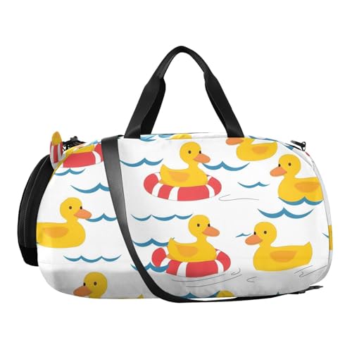 Duffle Bag Kids Gym Bag with Shoes Compartment & Wet Separation Overnight Travel Duffel Bag Swimming Duck for Girl Boy2
