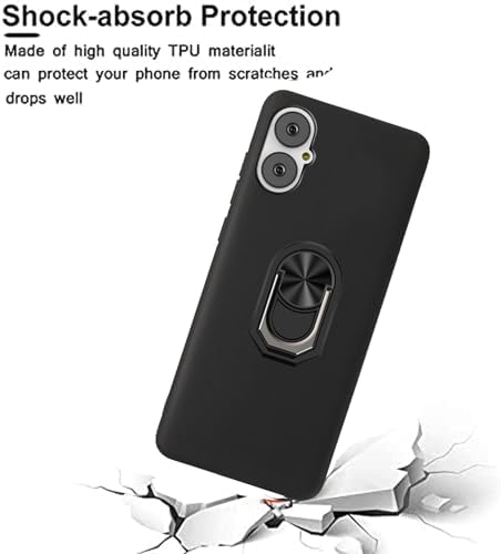 for BLU G64 Case Compatible for Pinwheel Genesis 3 Phone Case Cover 360 Ring Shockproof Soft TPU Rubber Slim with Kickstand [Magnetic Car Mount] -Black