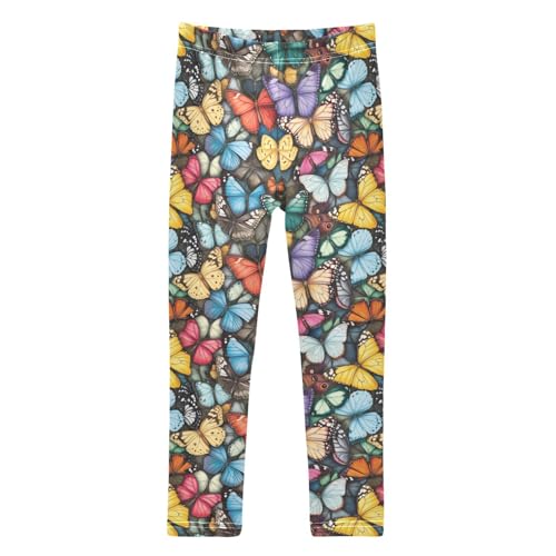 Girls Leggings Soft Toddler Ankle Length Bottoms Colorful Butterfly Kids Dance Yoga Pants 4-10 Years