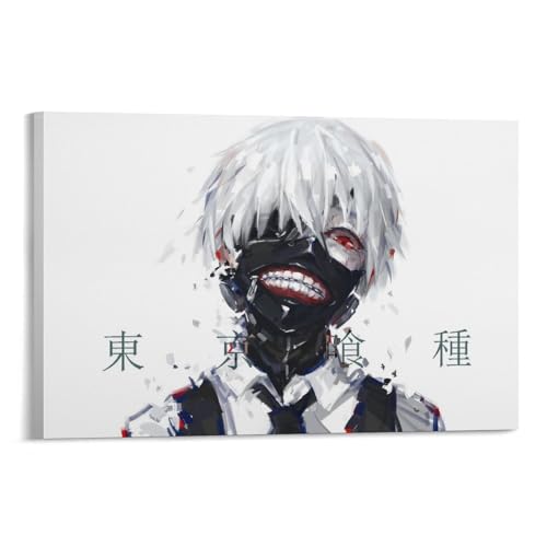 アニメポスター 東京喰種 キャンバスアートポスター プリントピクチャー リビングルームの壁画 部屋の寝室の装飾 絵画フレームスタイル 24x36インチ(60x90cm)