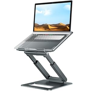 tounee Laptop Stand for Desk Adjustable Height, Telescopic Computer Stand with Pull Out Design Ergonomic Laptop Riser Fits All Laptops 10-17″-Gray