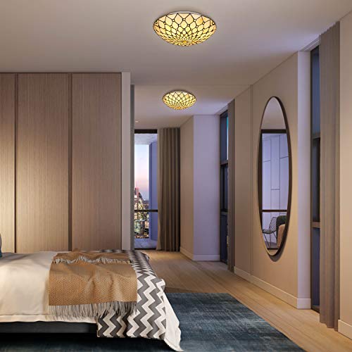 Artzone Tiffany Flush Mount Ceiling Light 3-Light 16 Inch Stained Glass Ceiling Light For Bedroom,Living Room, Entryway,Foyer #TOP2