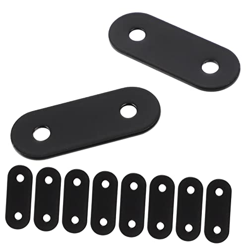 HOMOCONO 20pcs Black Flat Corner Brace Steel Plate Mending Plates for Wood Metal White Bracket Adjustable Flat Mending