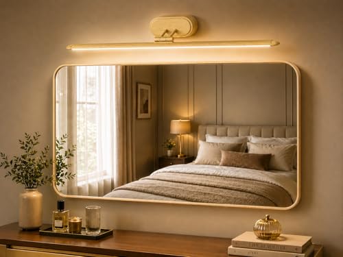 Image of FILLISKA Modern LED Picture /Dressing /Vanity /Bathroom /Mirror Light with 3 Step Light Mode & Adjustable Head (White,WarmWhite and Neutral White)(2 Year Warranty)(12 Watt Soft Wood Finish)