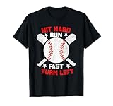Photo Gallery divertente giocatore di baseball & fan tee.hit hard run fast turn left maglietta Photo Gallery divertente giocatore di baseball & fan tee.hit hard run fast turn left maglietta