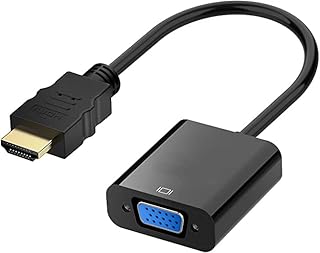 HDMI to VGA, HDMI to VGA Adapter Cable (Male to Female) 1080P Gold-Plated Cord for Computer, Desktop, Laptop, PC, Monitor, Projector, HDTV, Chromebook, Raspberry Pi, Roku, Xbox