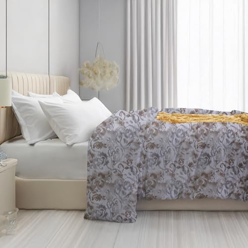 Image of LINENWALAS Premium Printed 100% Cotton Duvet Cover for Double Bed | Double Size Comforter Cover |Rajai Cover | Quilt Cover with Zipper Closure 90 x 100 Inches (Sand Stone, Double Size)