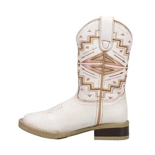 Roper Girls Monterey Aztec (Toddler/Little Kid) Western Boot, White, 23