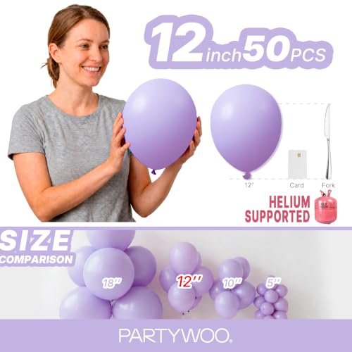 Image of PartyWoo Lavender Balloons 50pcs Light Purple Latex Helium Balloons 12 Inch