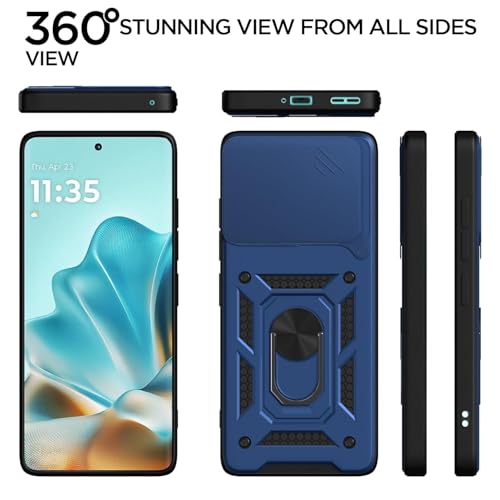 Image of AIBEX Back Cover for Motorola Edge 60 Pro 5G | D10 Tough Armor Case | Sliding Camera Shield | 360 Protection | Kickstand Ring Holder | Military-Grade Shockproof Bumper Case