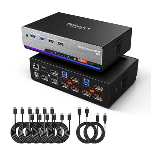 TESmart 8K@60Hz DP KVM Switch 3 Monitors 2 Computers USB 3.0, KVM Switch Triple Monitor 2 Computers DisplayPort 1.4, Support EDID, 1G Ethernet, Hotkey Switch, 4K@144Hz 2K@144Hz for Gaming&Home Office