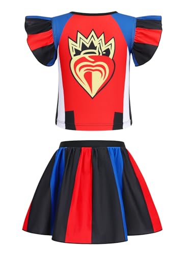 Image of Girls Two-Piece Bathing Suit, Adjustable Ruffle Sling Swimsuits Princess Cartoon Printed Swimwear Bikini Sets Size 5-6t Black