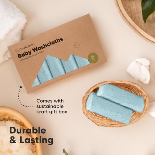 Image of 6-Pack Baby Washcloths, Soft Absorbent Washcloths for Face, Body (Aegean Blue)