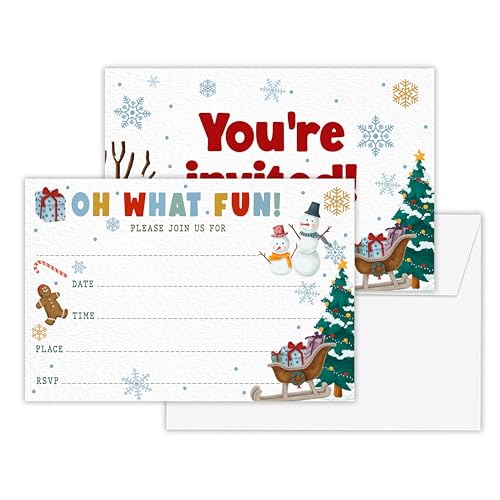 Tarjetas de invitación para fiesta de Año Nuevo y cumpleaños de niños con árbol navideño