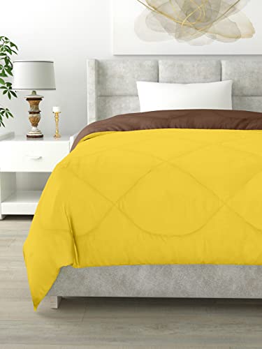 Image of Clasiko Reversible Single Bed Comforter; 60x90 Inches; 200GSM; Yellow & Brown