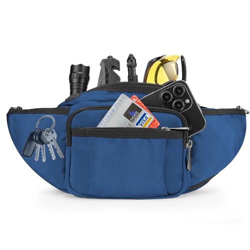 NOOLA Fanny Pack Waist Bag for Men Women, Lightweight Waist Pack with Water Bottle Holder, Adjustable Belt Bag with Multi-Pockets for Hiking, Dog Walking, Outdoor, Cycling, Running, Travel, Blue — view 6
