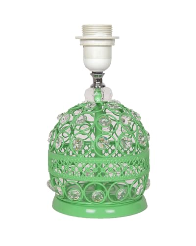 Image of Homesake Modern Small Crystal Table Lamp, Contemporary Bedroom Bedside Nightstand Lamp, Morden Minimalist, Desk Globe Lamp for Living Room Girls Kids Room, Fabric Shade (Green)