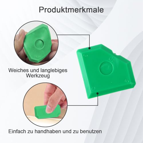 Auriselle 5 Stück Silikon Abzieher Set Silikonabzieher Fugenabzieher Professioneller Fugen-Spachtel für Silikon für Küche Bad Holz Glas (Grün)