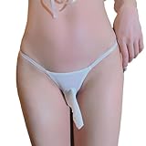 FASXIR Micro G-Strings Thongs Sexy Tiny Panties Underwear Tangas Low Rise Hipster T-back Pouch Bikini Briefs for Women Men (US, Alpha, One Size, Regular, Regular, White Closed Sheath)