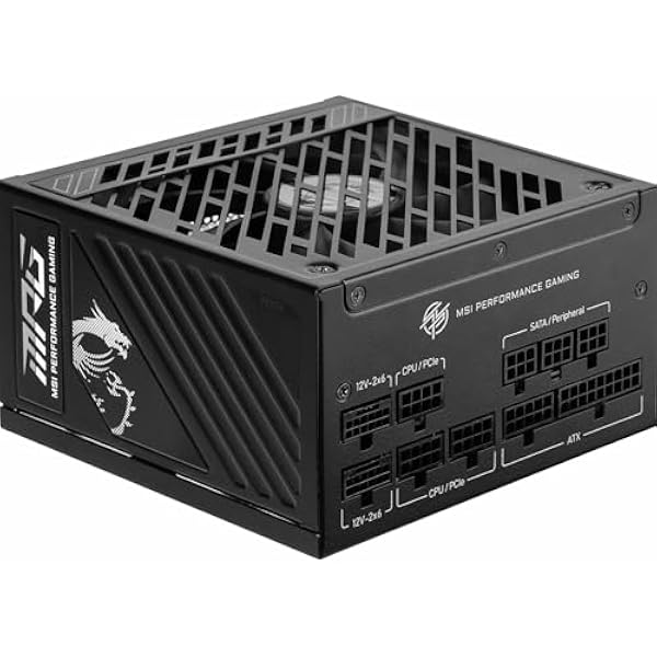 MSI MPG A1000GS PCIE5 zasilacz sieciowy 1000 W 80 Plus Gold ATX 3.1 PCIe 5.1 obsługa GPU Dual-Native 12 V-2 x 6 kabel z dwukolorowymi złączami 12 V-2 x 6 zasilacz ATX kable modułowe
