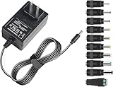 20V 2A Power Supply Adapter for 20volt 0.5A 0.8A 1A 1.5A 1.8A 2A, 500mA 800mA 1000mA 1500mA 1800mA 2000mA Equipment with 10 Tips ac dc Adapter DC Plug 5.5x2.1mm & 2.5mm