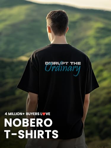 Image of Nobero Men's Oversized Graphic T-Shirt for Men | Soft Cotton | Drop Shoulder Relaxed Fit | Printed Casual Tshirt for Men