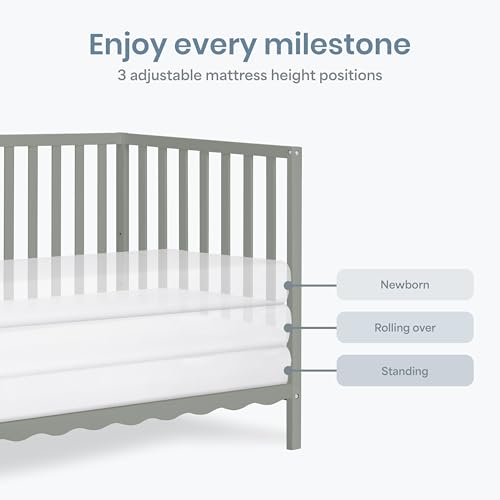 Image of Dream On Me Synergy Wave 5-in-1 Convertible Full Size Baby Crib, Seagrass | Solid Wooden Nursery Crib, 3-Mattress Height, Converts to Toddler, Day & Full Size Bed, GREENGUARD Gold & BSA Verified