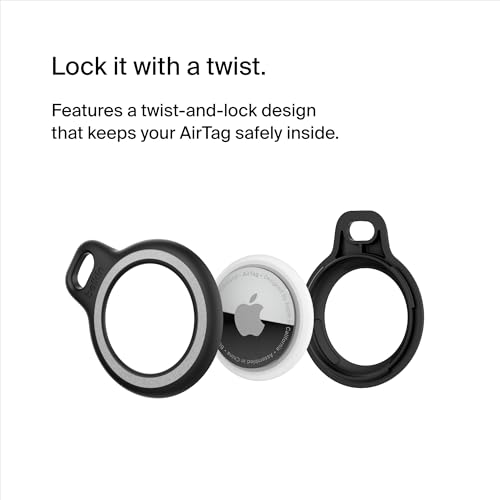 Image of Belkin Apple AirTag Reflective Secure Holder With Key Ring - AirTag Holder - AirTag Keychain Accessories - Reflective & Scratch Resistant AirTag Case With Raised Edges - Black