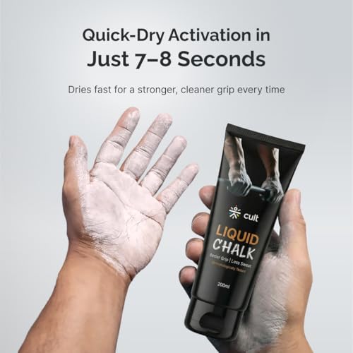 Image of Cult Liquid Chalk 200ml for Weightlifting, Crossfit & Rock Climbing - Non-Toxic Sports Chalk Sweat-Proof, Fast Dry Grip Dust-Free Antibacterial Formula